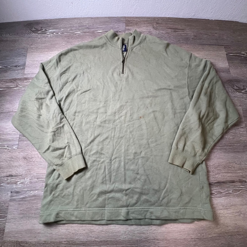 Gap Quarter Zip Pullover Mens M Green Vintage 90s Cotton Mock Neck Sweatshirt